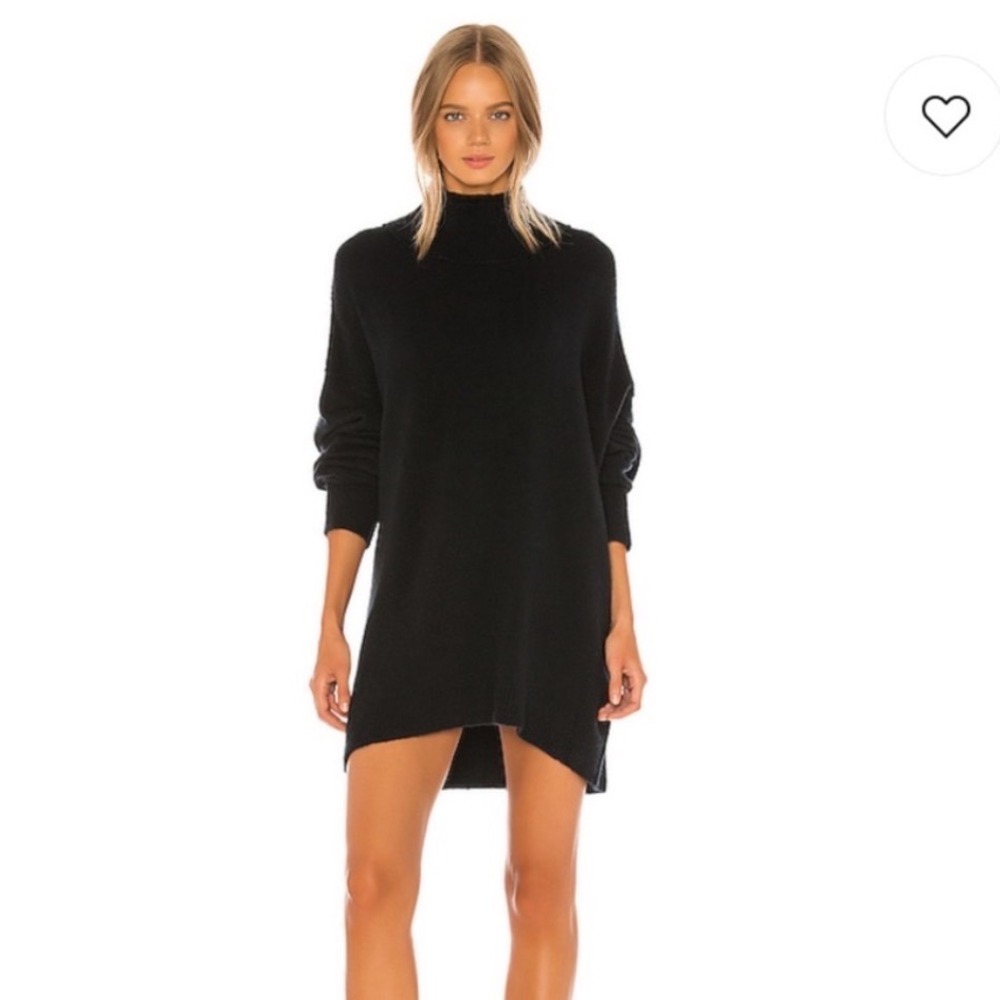 Free People Boucle Slouchy Tunic Sweater Dress XS/S Black